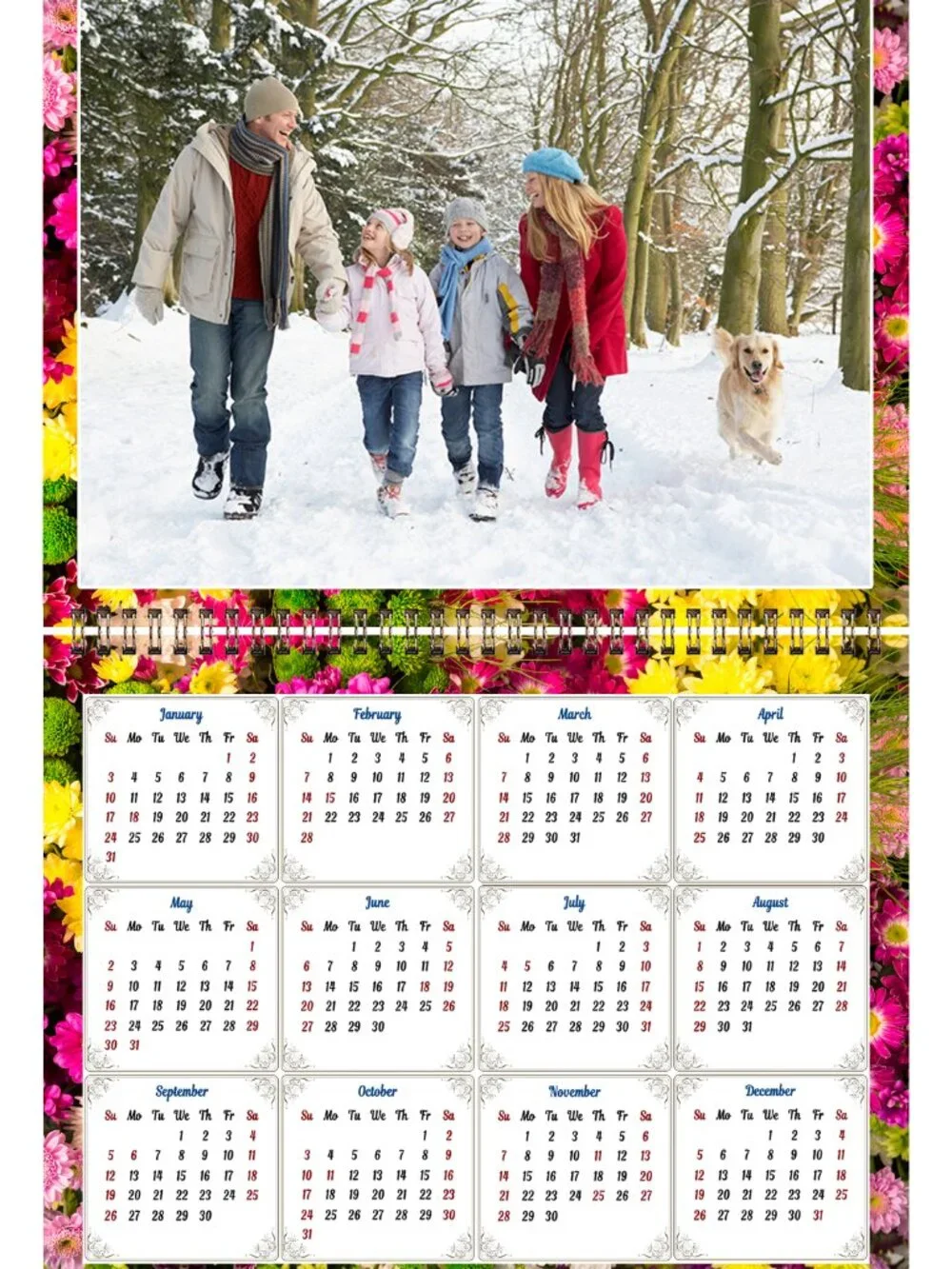 Personalized Custom 2027 Wall Calendar Spiral-bound - 12 Months. 11 x 8in. #012